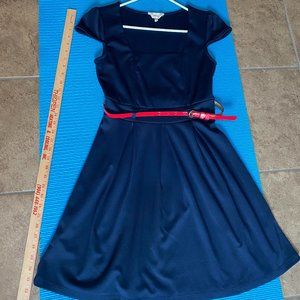 Square neck navy blue dress - Monteau M